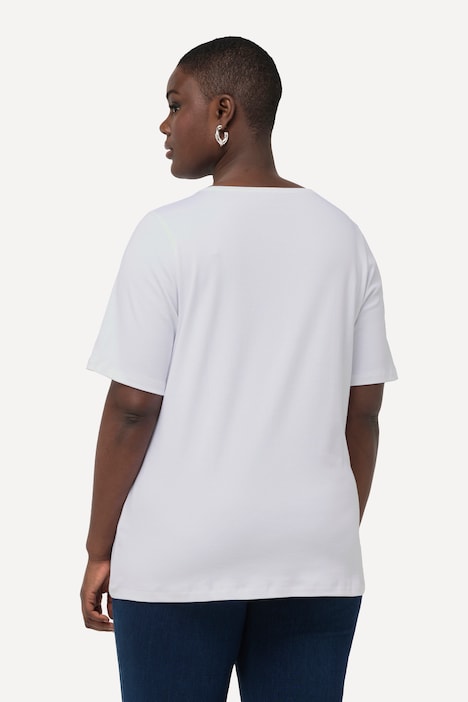 T-Shirt, Pailletten, Pima Cotton, Rundhals, Halbarm