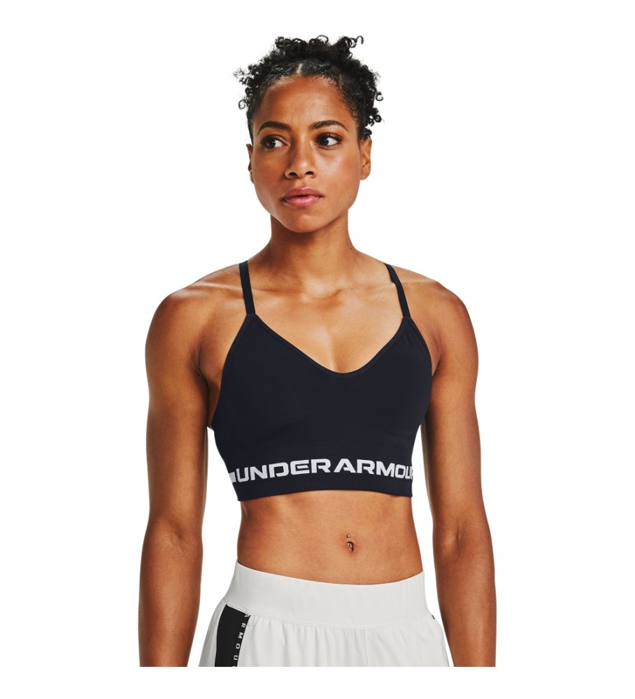 Sutiã esportivo Under Armour feminino UA Seamless Low Long, preto.
