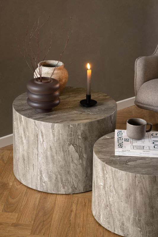 Giga Living - Salontafel Lima - Rond - Grijs - MDF