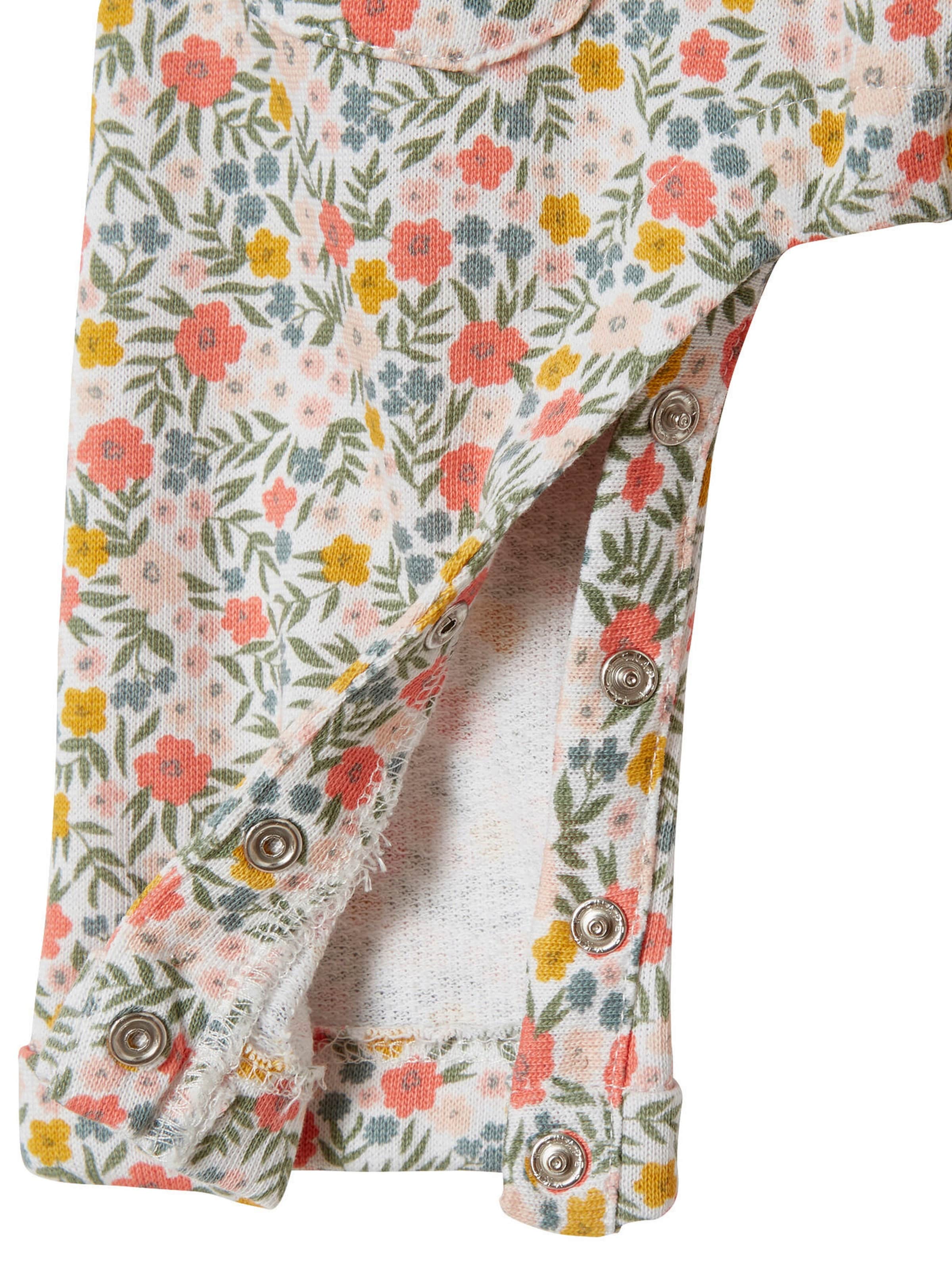 Vertbaudet Mädchen Baby-Set: Overall & Haarband weiß geblümt