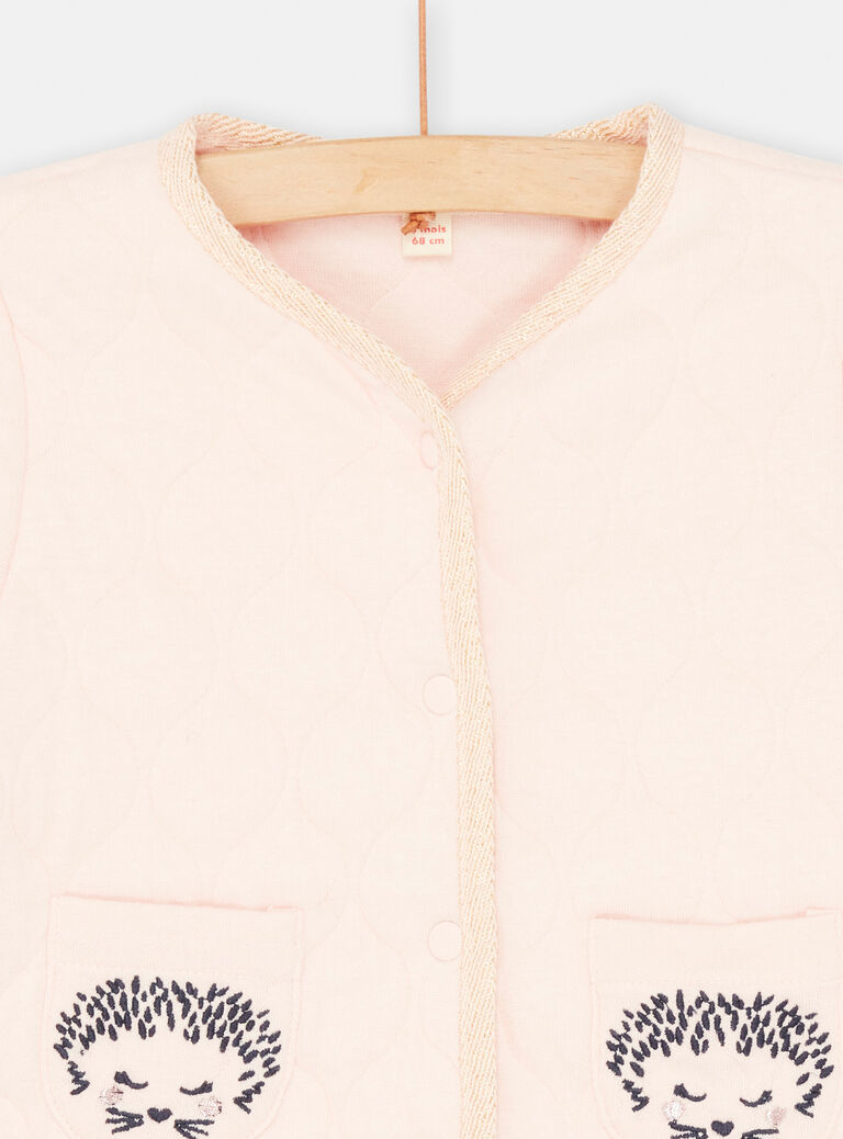 Cardigan rose dragée avec effet relief bébé fille