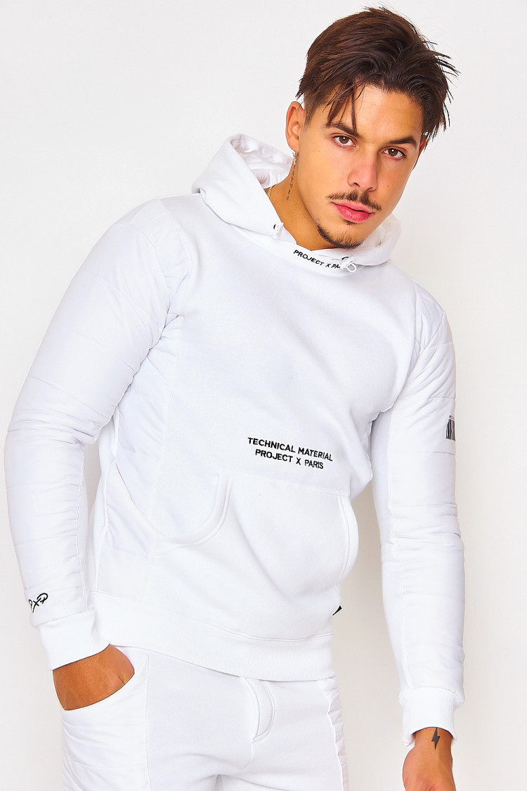 Sweat à capuche blanc bimatière / Project X - 2020086