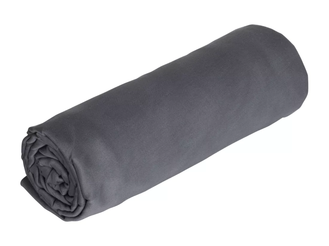 Drap housse percale de coton 80 fils/cm² - 140 x 190 cm - Bonnet 30 cm - Gris - AGAMI de PALACIO