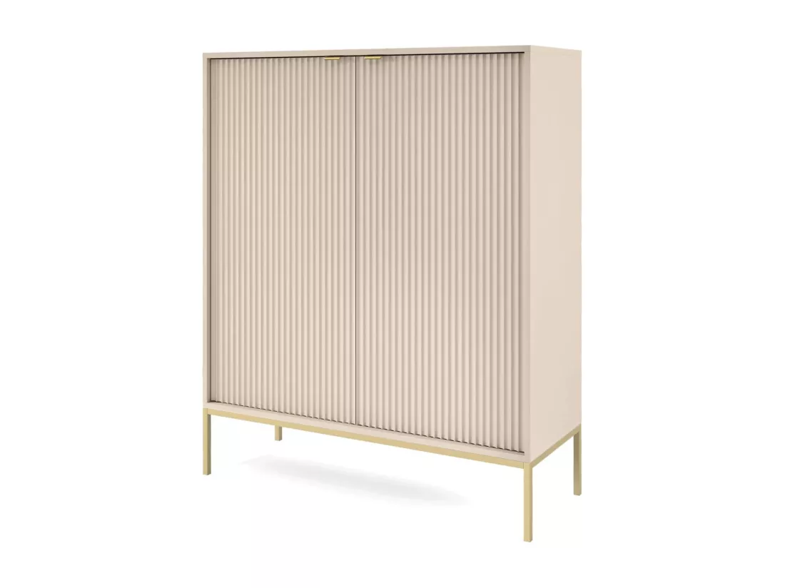 Buffet haut - 104 cm - beige avec pieds dorés - VELLORE