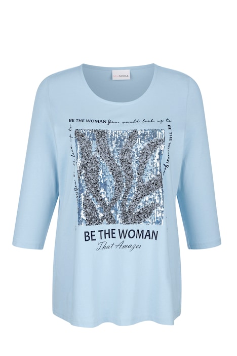 T-Shirt, Pailletten-Motiv, 3/4-Ärmel