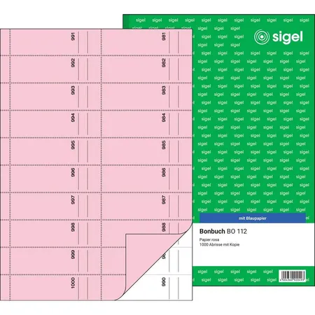 Sigel Bonbuch BO112 eosin, A4, mit Blaupapier, 2x 50 Blatt