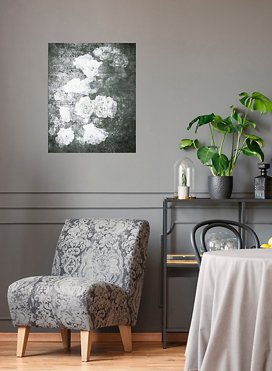 Affiche fleurs noir et blanc 40 x 50 cm