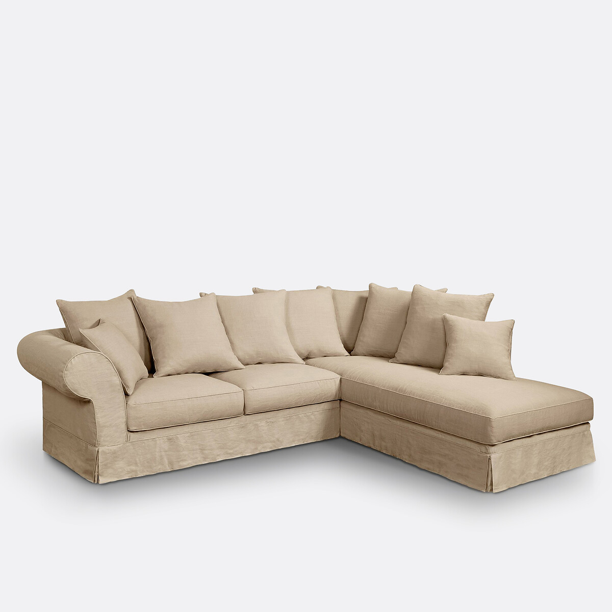 LA REDOUTE INTERIEURS<br>Sofá de canto, Bultex, linho grosso, Adélia