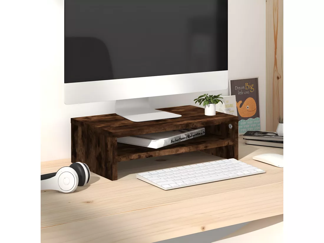 Support de moniteur Chêne fumé 42x24x13 cm Bois d'ingénierie