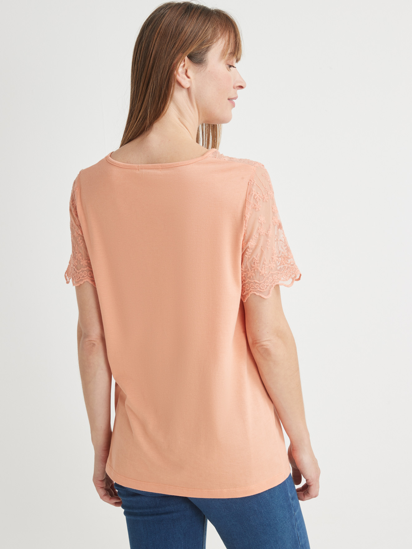 Tee-shirt raffiné, avec résille brodée