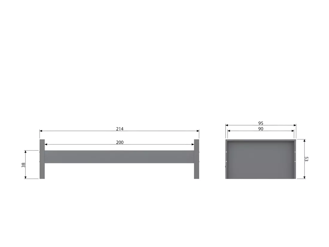 Morris - Lit en pin massif 90x200cm - Gris