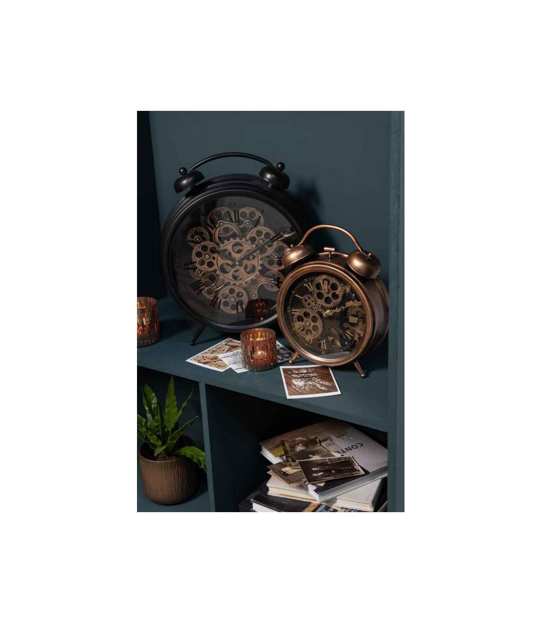 Paris Prix - Réveil à Poser Vintage mécanisme 33cm Cuivre