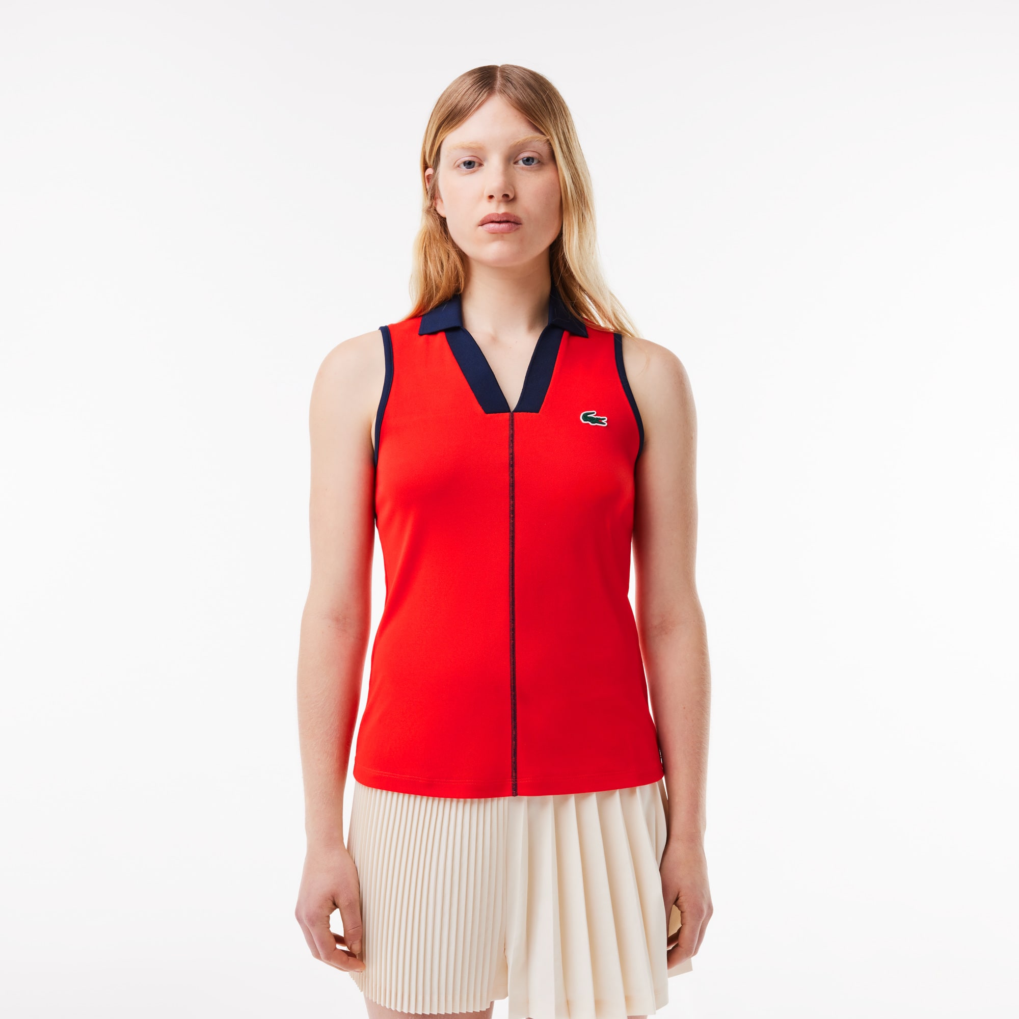 Polo Tennis Ultra-Dry Manches Courtes - Rouge - Lacoste - Femme