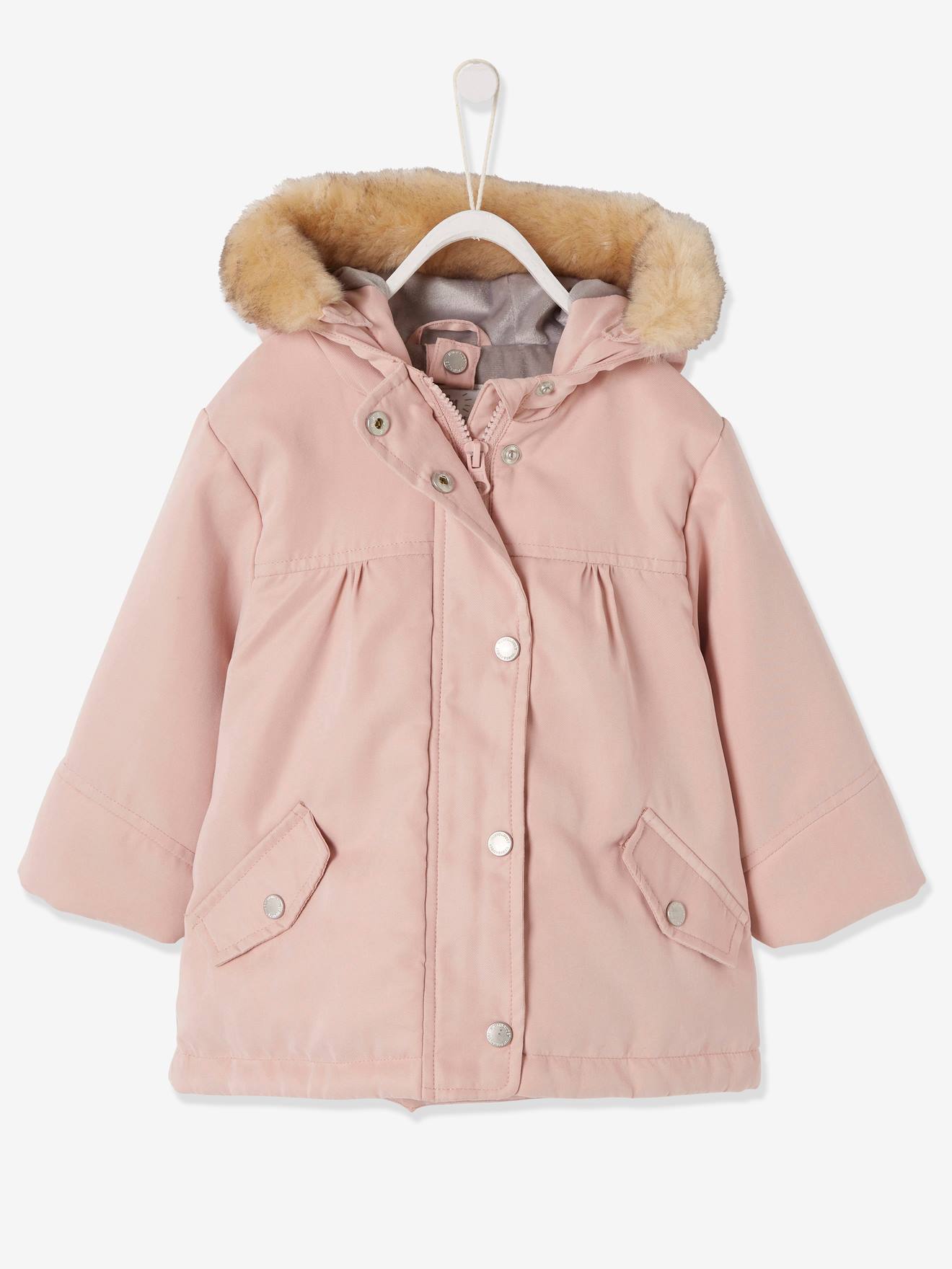 Parka 3 em 1 para bebê menina, azul escuro liso