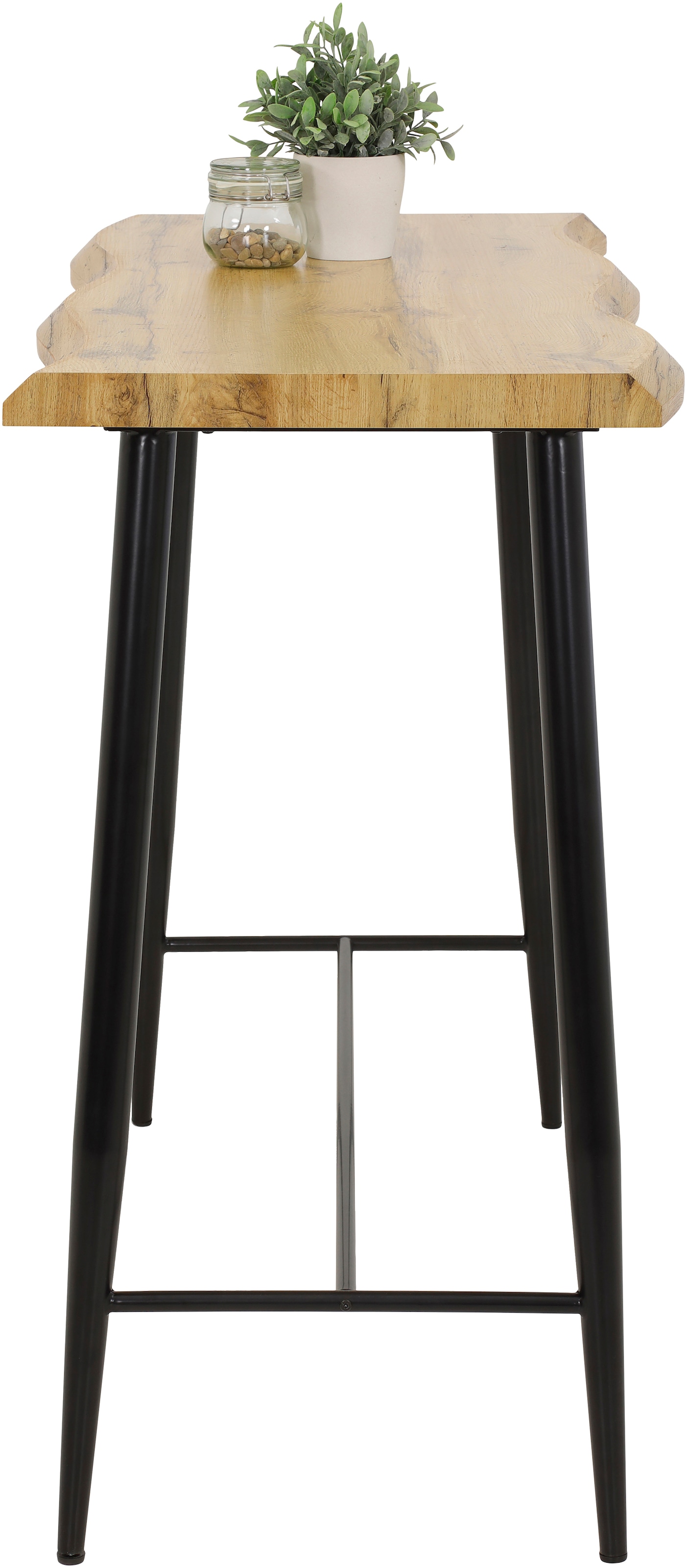 HELA Bartisch »GABI« Baumkantentisch, 120 cm Breite, Industrial Design, Wildeiche oder Grau