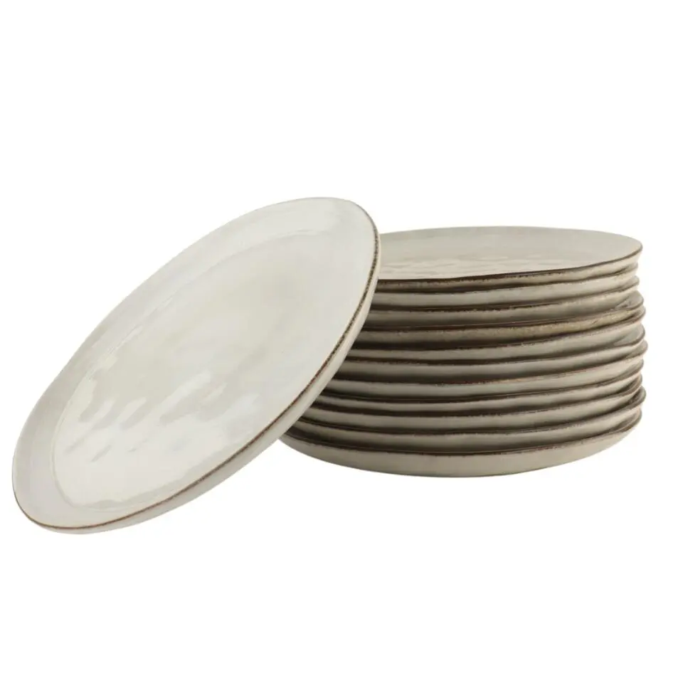 OTIX Diner Bordenset 12 Persoons Beige 26,5cm Keramiek LILY