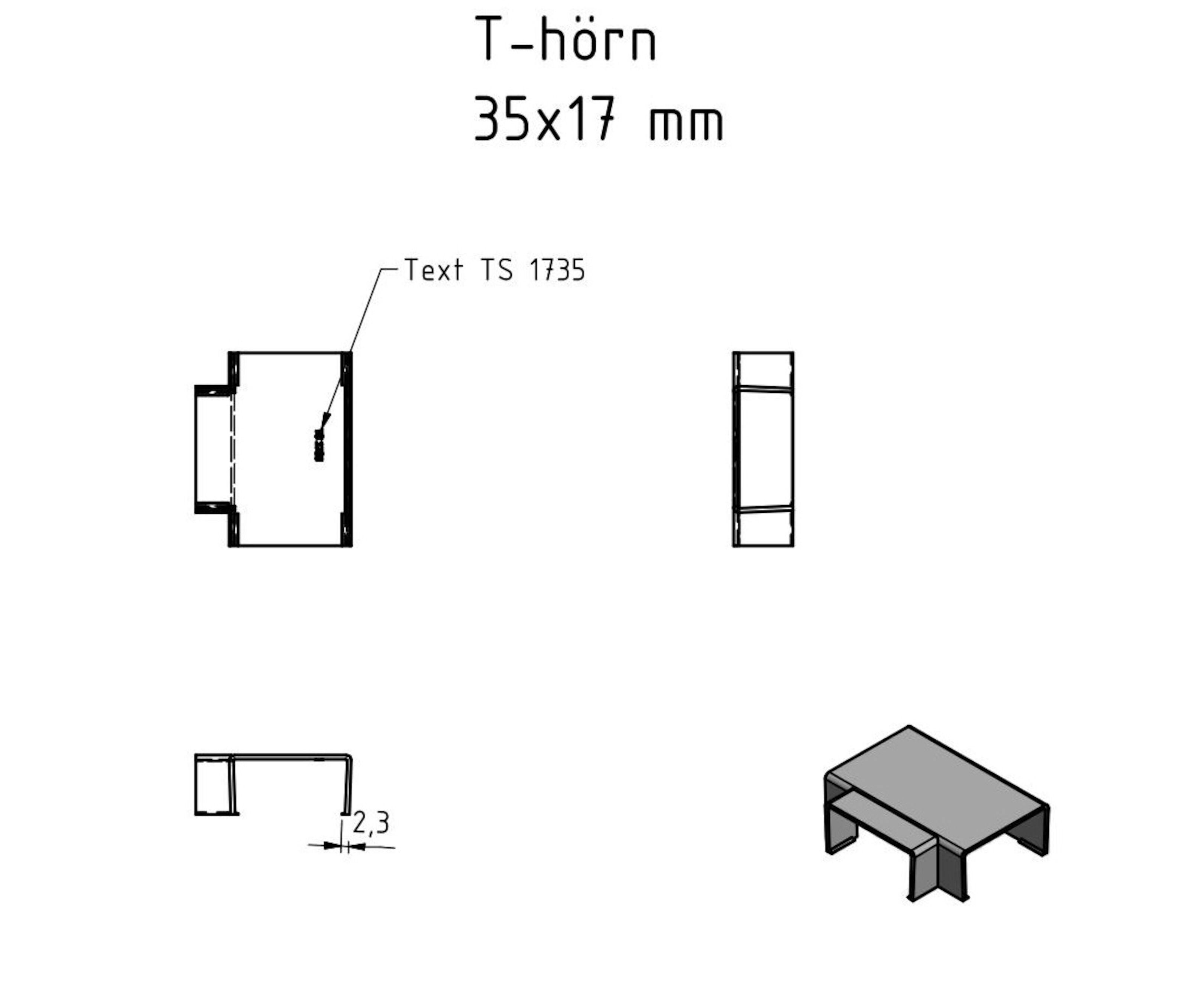T-kobling for kabelkanal 35x17 mm