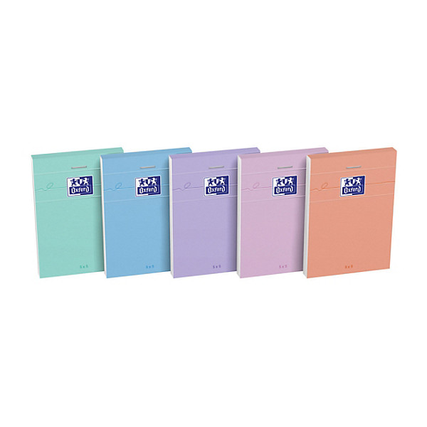 Oxford Bloc notes Smart A7 7,4 x 10,5 cm - 80/90g - Petits carreaux 5x5 - 160 pages - Assortis pastel ( lot de 10 )