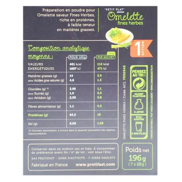 Protifast Omelete para Pequenas Porções com Ervas Finas 7 sachês