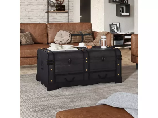 Coffre de rangement en bois Large Noir