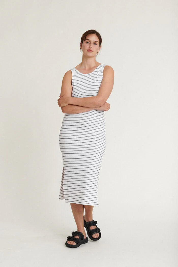 Basic Apparel Ludmilla Openback Dress 702 bright white black