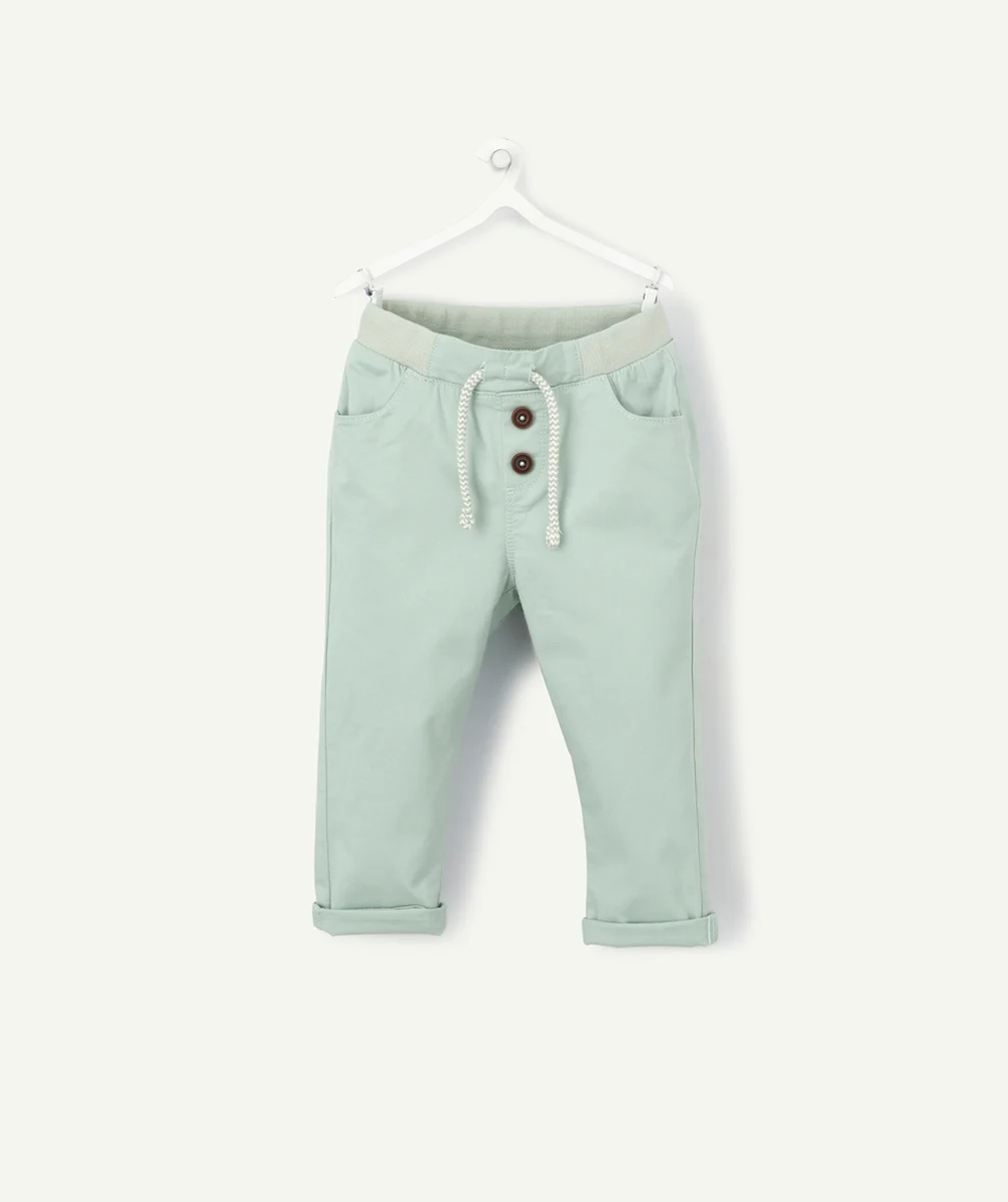 LE PANTALON SAROUEL VERT EN TOILE DE COTON
