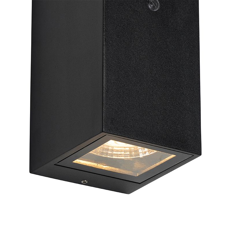 Wandlamp zwart 2-lichts IP44 met schemersensor - Baleno II