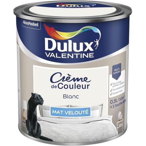 Peinture 0.5 L Crème de Couleur Mat - Blanc