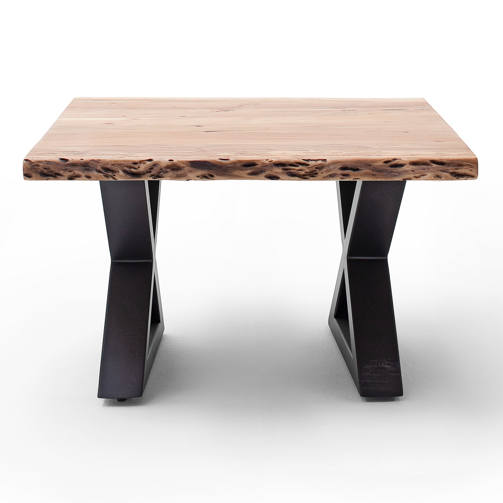 Couchtisch CARTAGENA - Akazie natur-anthrazit - X-Gestell - 75x75 cm