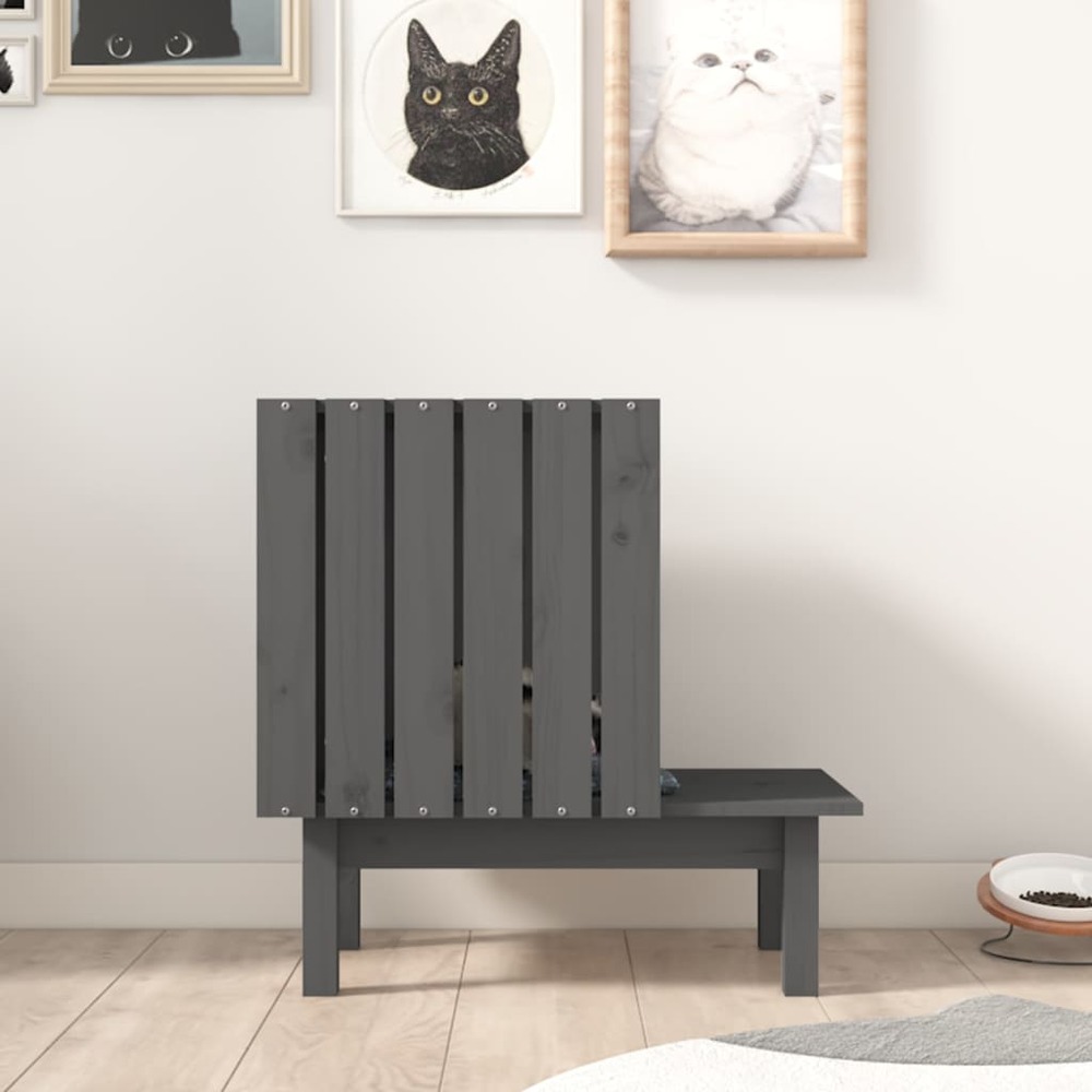 Maison pour chat gris 60x36x60 cm bois de pin massif