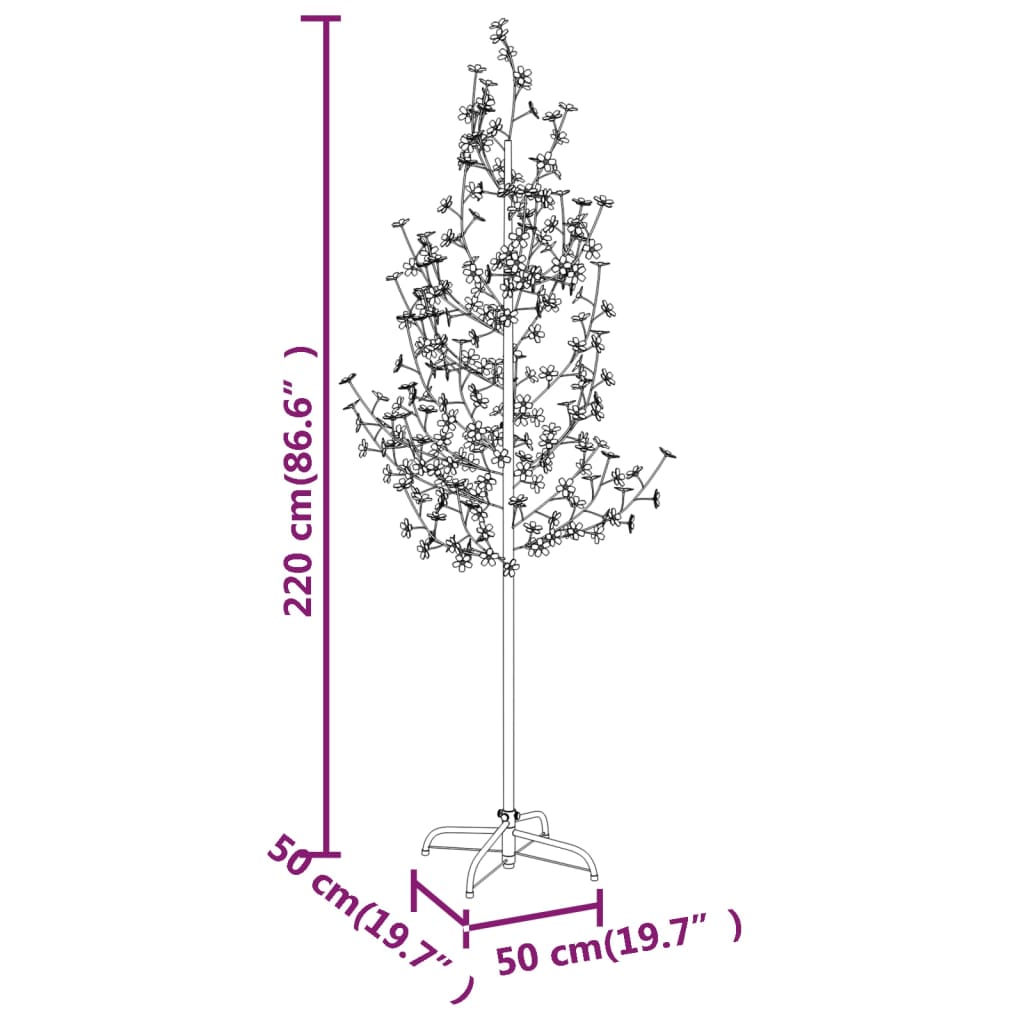 Arbre à led fleur de cerisier 220 led blanc chaud 220 cm