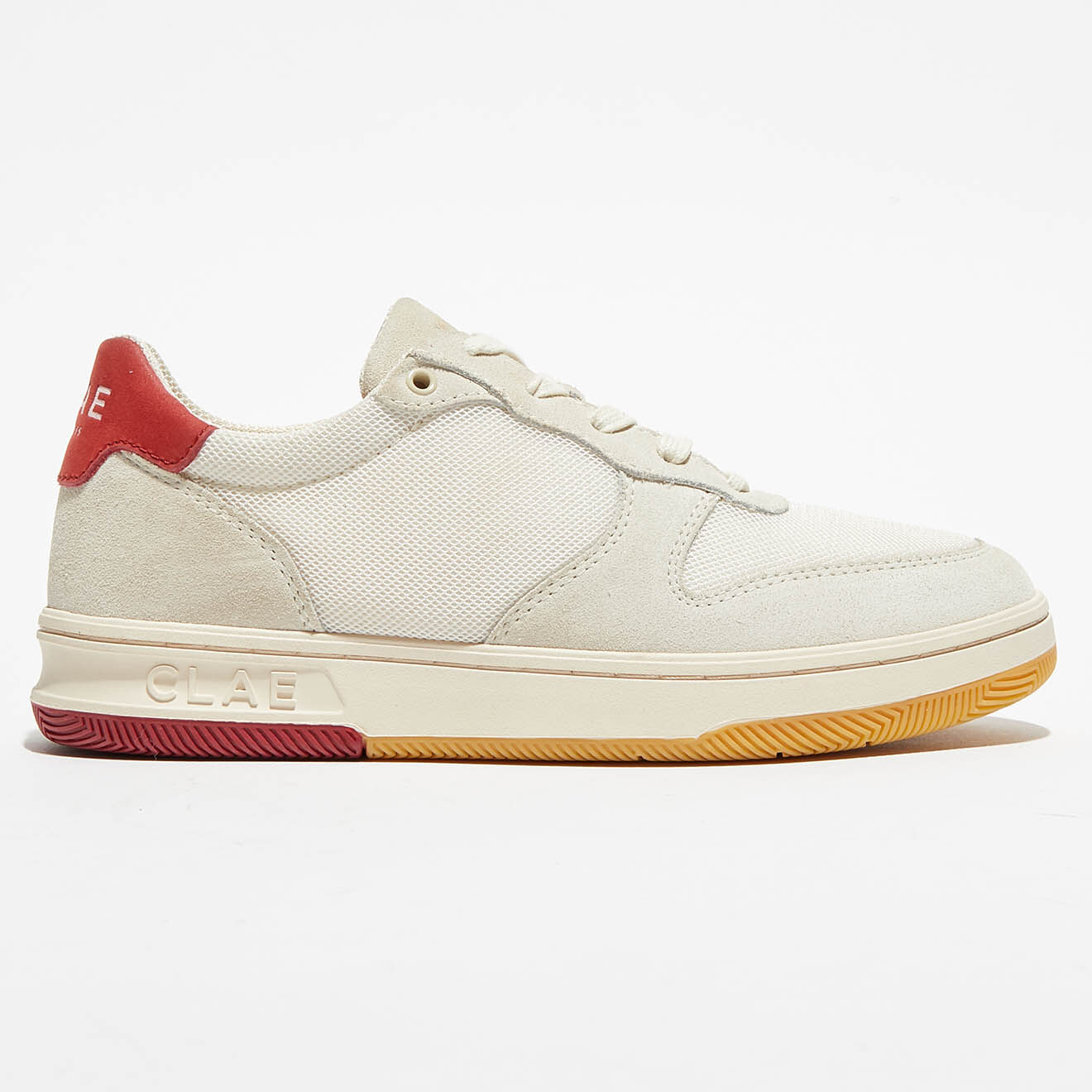Clae Baskets en Cuir & Textile Malone blanc/rouge
