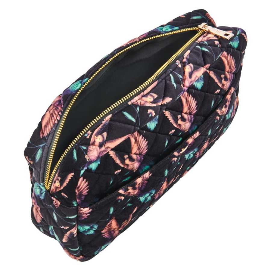 Fan Palm Beauty Bag Black Hummingbird Medium