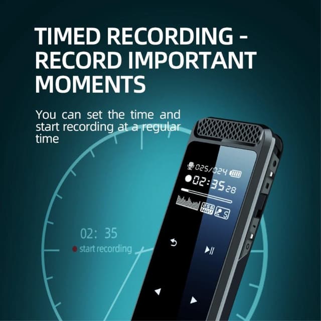 32 GB støjreduktion Lydoptager Dual-Mic HD Stemmeaktiveret