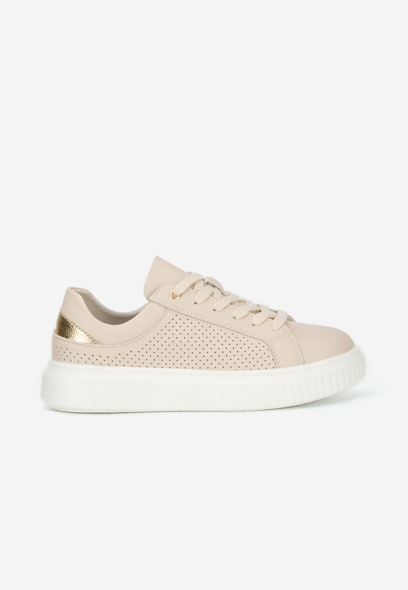 Baskets pour femme en cuir beige Ginetta