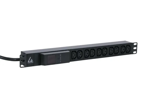 Lanview LVR261877 - Strømfordelingsenhed (rackversion) - 16 A, AMP-måler - AC 230 V - input: IEC 60309 16A - output-stikforbindelser: 10 (10 x IEC 60320 C13) - 1U - 19