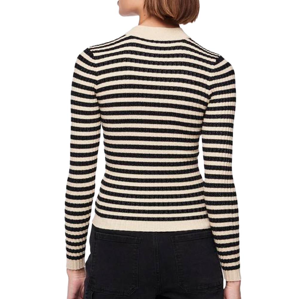 Pieces Pull Noir/Beige Brillant Femme Pieces Crista