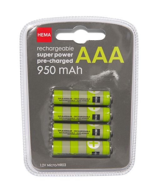 4 piles AAA 950mAh plus rechargeables