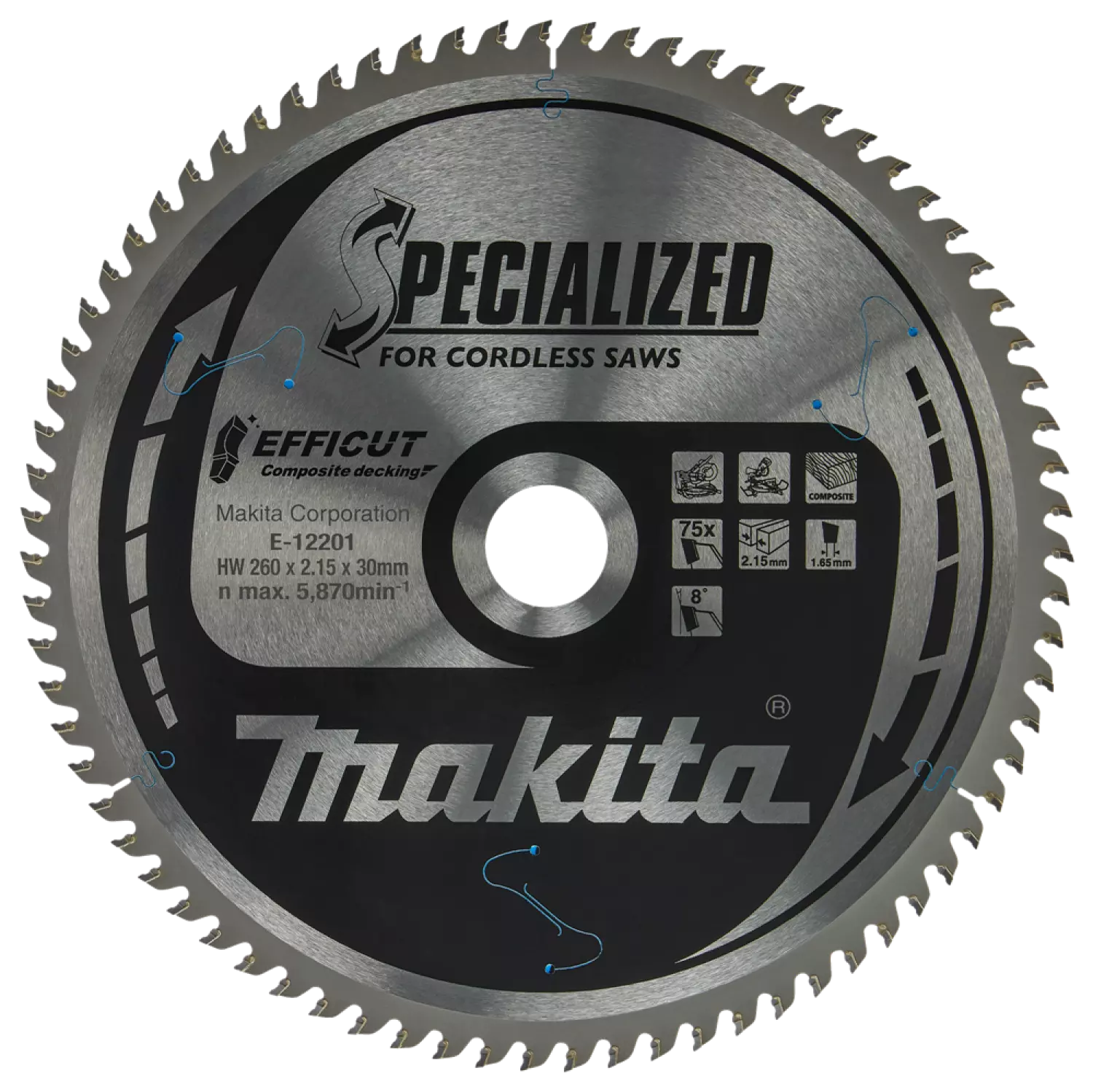 Makita E-12201 Efficut Cirkelzaagblad WPC - 260x30x2,15mm 75T