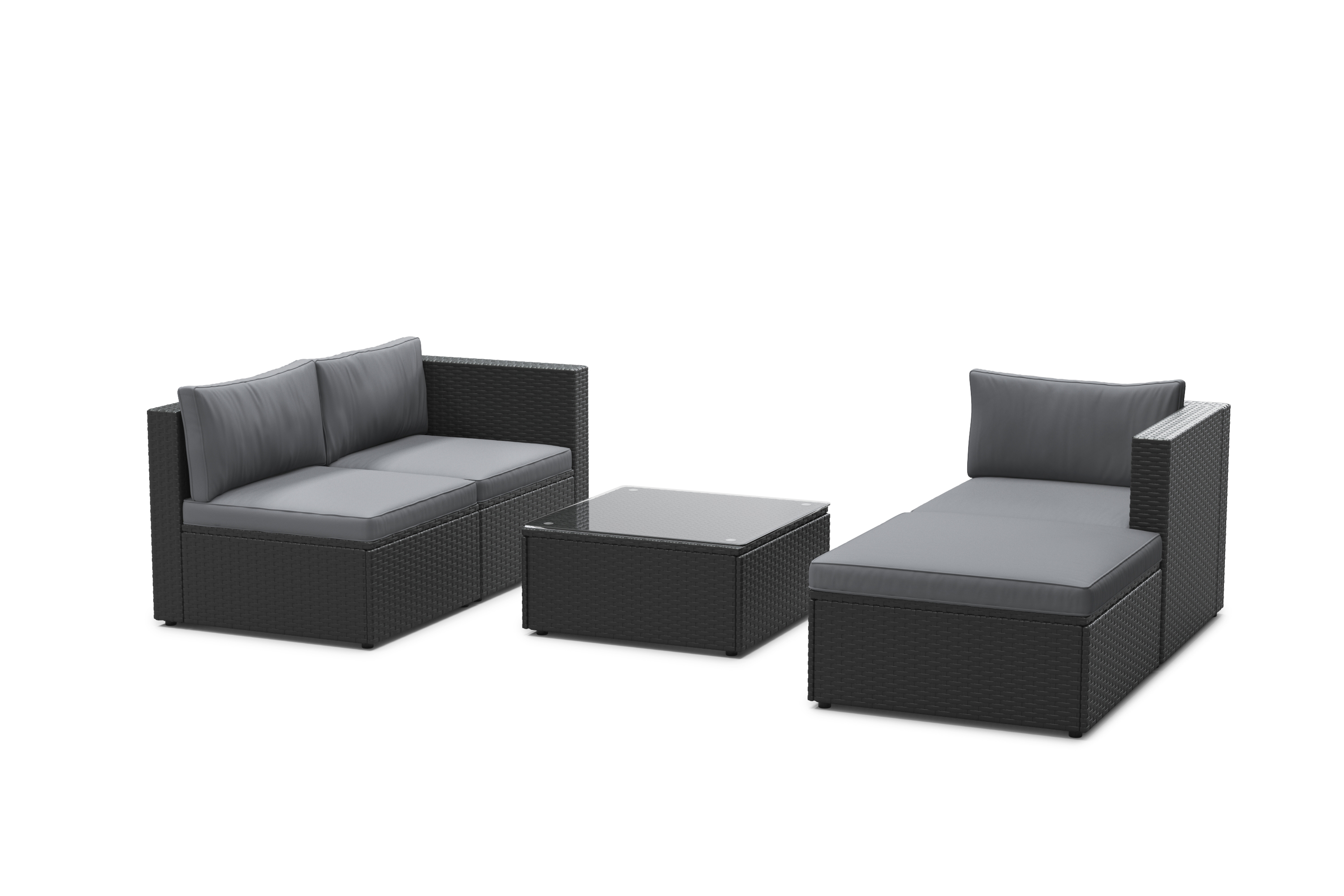Rattanlounge MALIBU schwarz/anthrazit