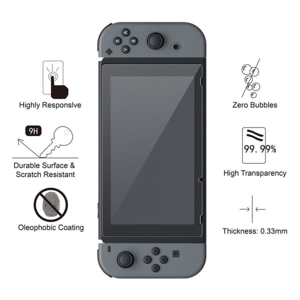2x Kompatibel med Nintendo Switch Skjermbeskytter for herdet glass