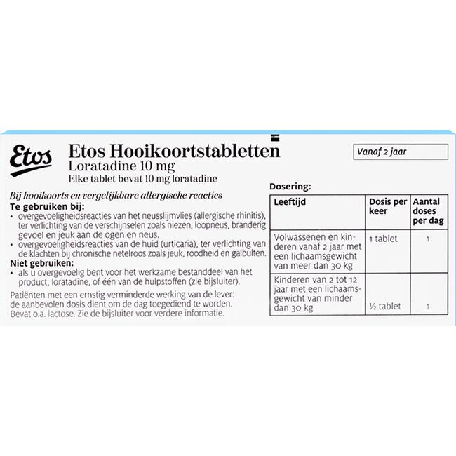 Etos Hooikoortstabletten Loratadine 10 mg 10 tabletten