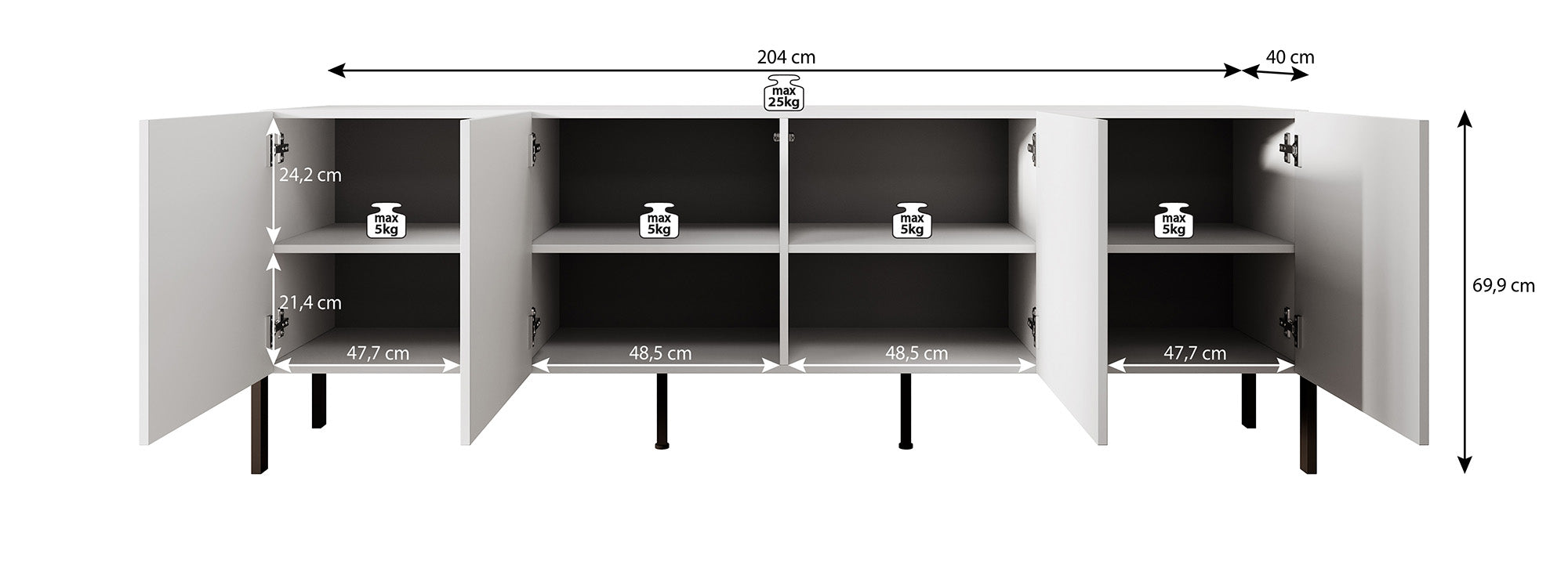 Meubella - TV-Meubel Jordy - Beige - 204 cm