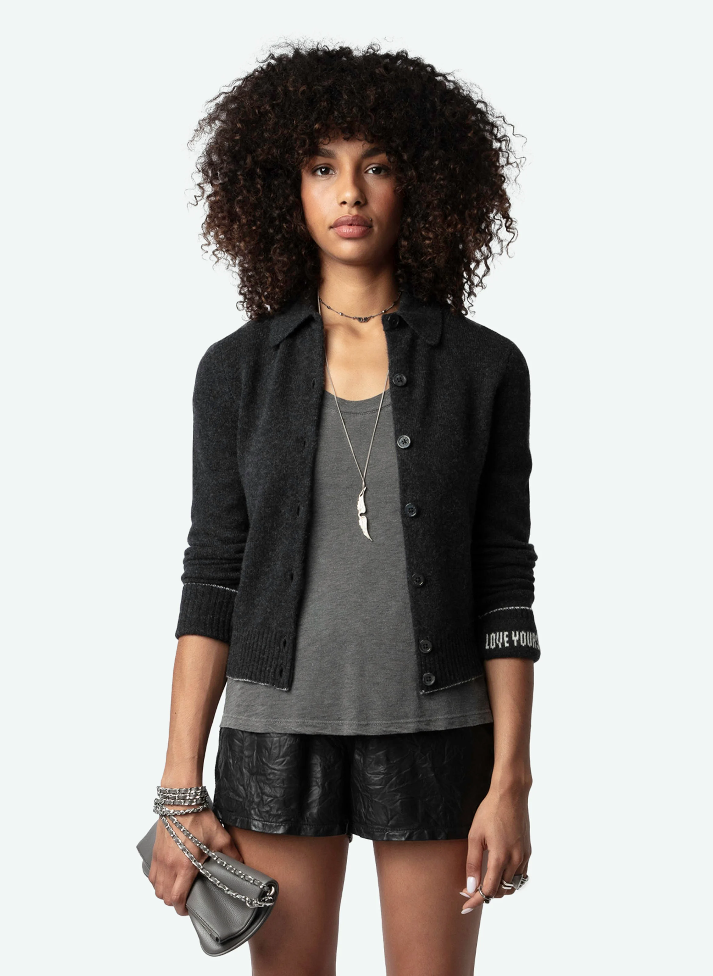 VOLTIA - Cardigan droit en cachemire | Gris
