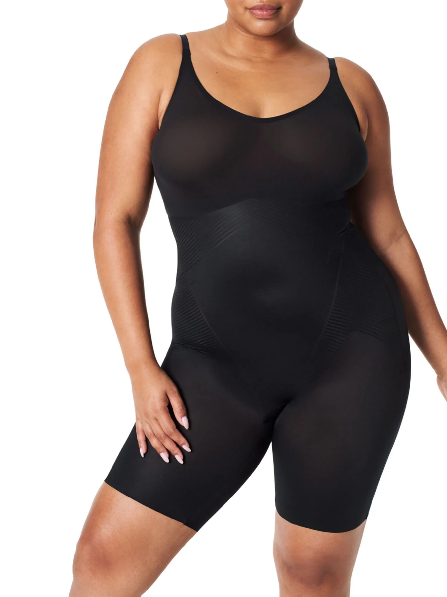Zwart - SPANX SPANXshape™ Invisible Mid-Thigh Bodysuit