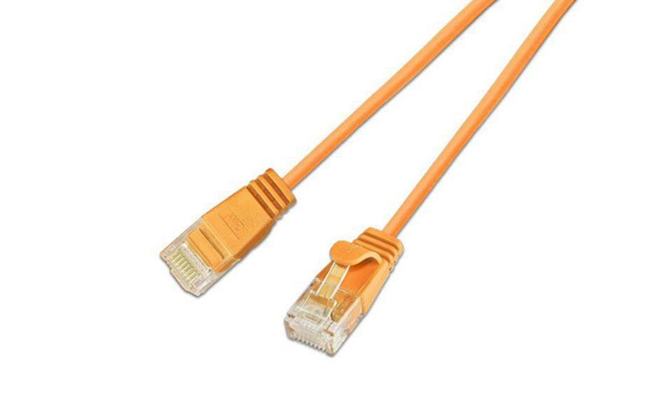 Slimpatchkabel RJ-45 - RJ-45, Cat 6, UTP, 1 m, OrangeLightpatchkabel rund, ungeschirmtes Twisted-Pair-Kabel (U/UTP) mit Klinkenschutz