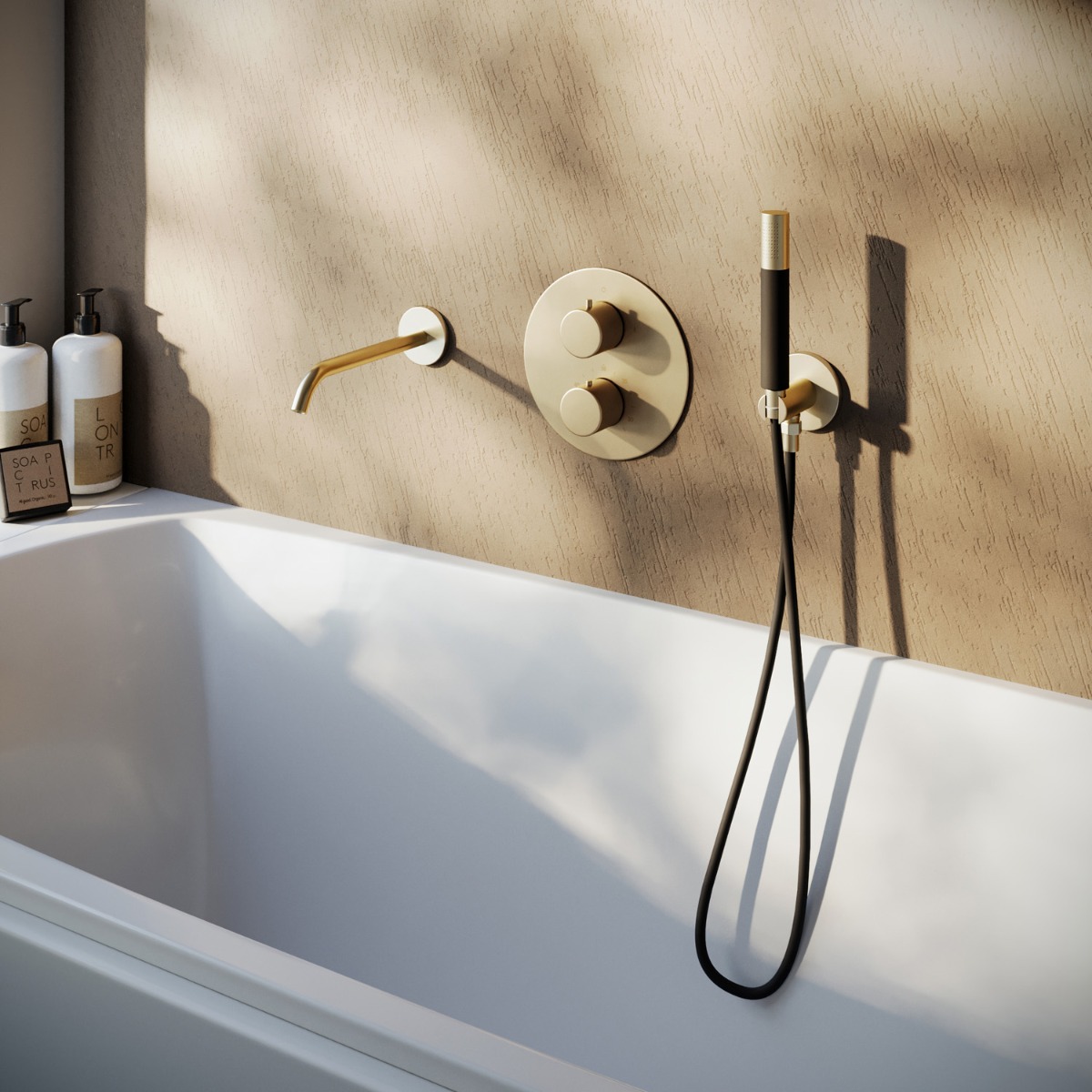 Saniclear Brass Pro inbouw badkraan geborsteld messing / mat goud rond