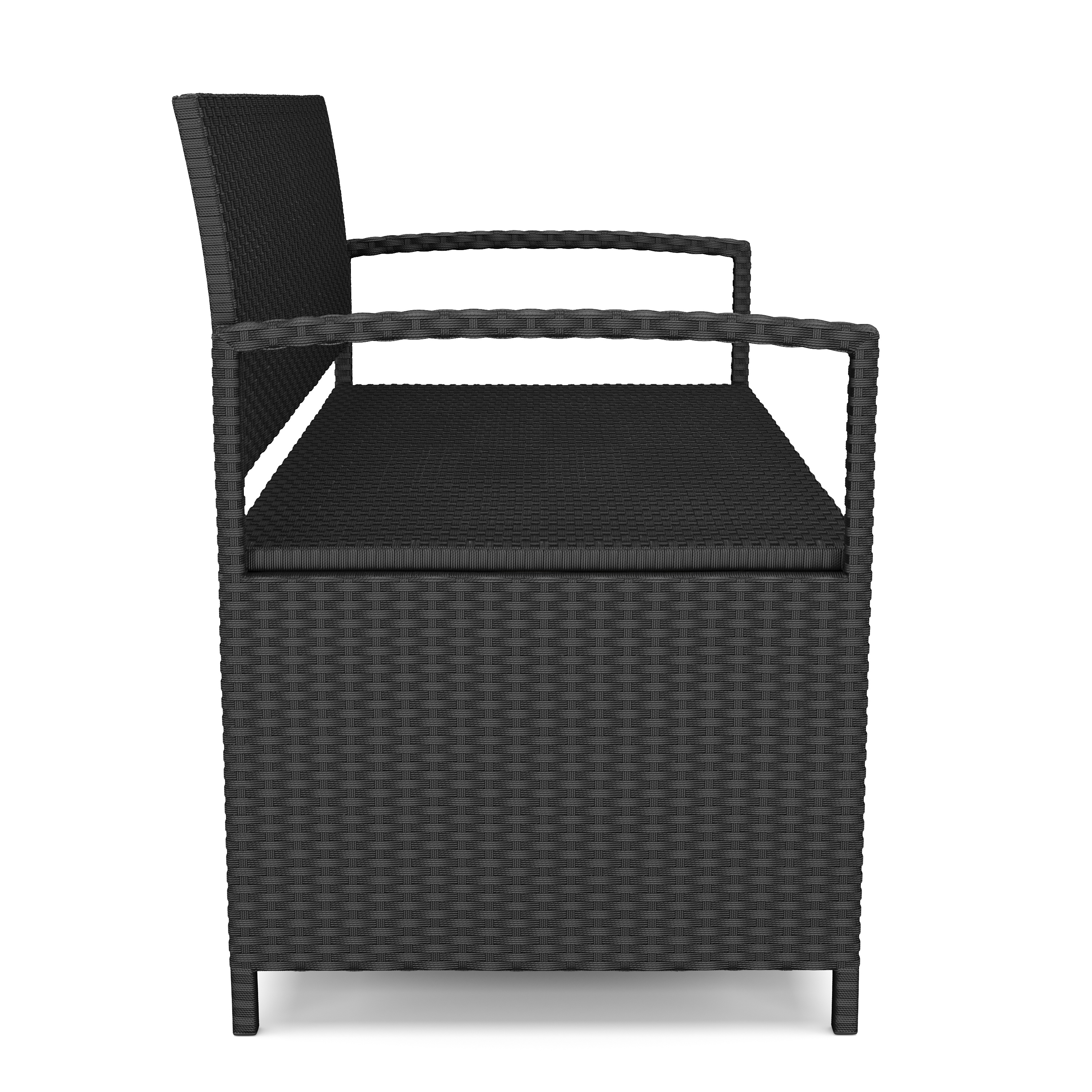 Truhenbank Rattan SUNNY 118 cm schwarz