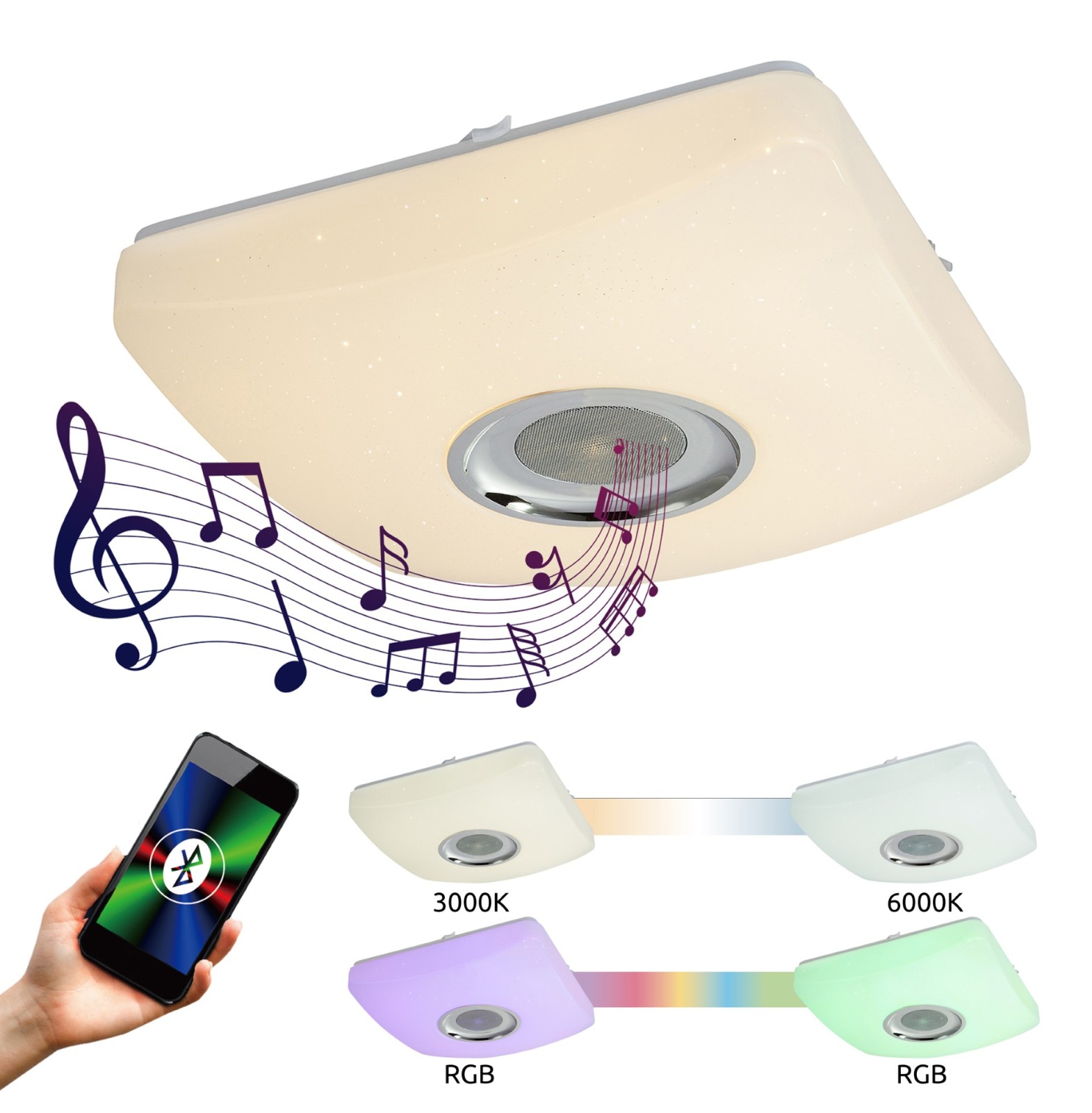 LED-Deckenleuchte - weiß-chromfarben - 37 cm