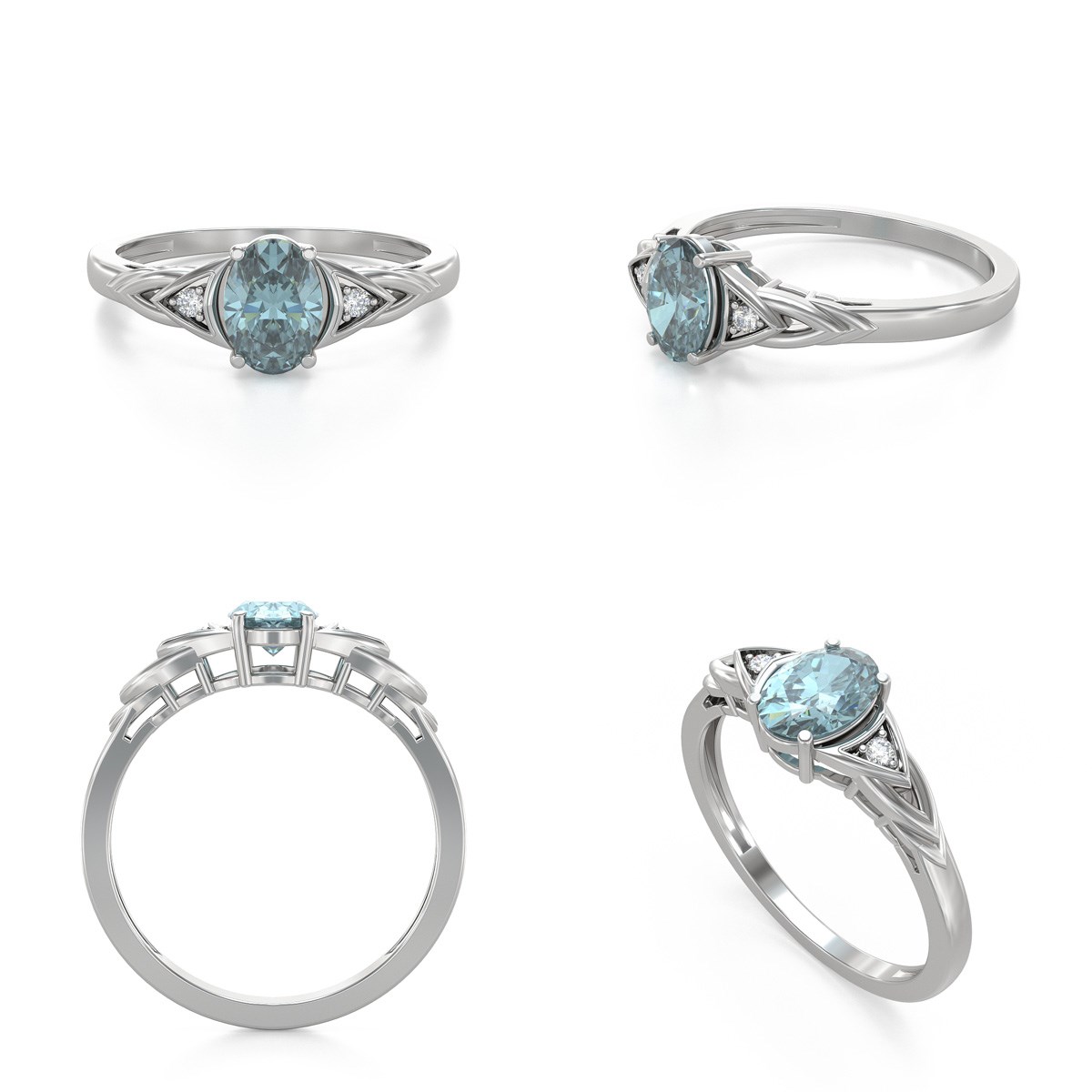 Bague ADEN Aigue-Marine et diamants sur Argent 925 2grs